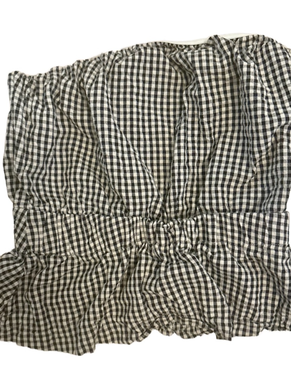 Posse Black and White Gingham Strapless Smocked Top